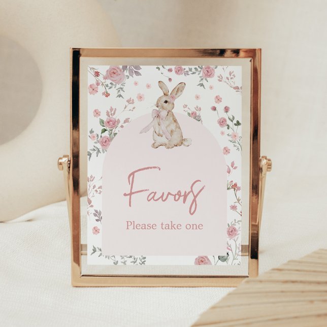 Poster Fille Un Baby shower De Lapin Faveurs (Pink Some Bunny Baby Shower Favors Sign)