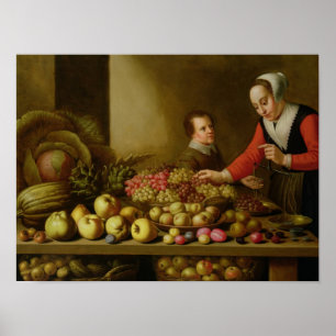 Poster Fille vendant du raisin