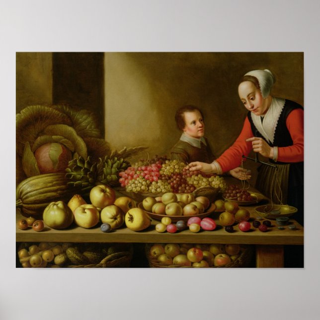 Poster Fille vendant du raisin (Devant)
