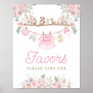 Poster Fille Vêtements de bébé rose Clothesline Favoriser