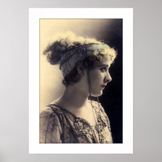 Poster fille victorienne, profil, ton sépia (Devant)