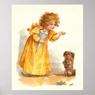 Poster Fille victorienne vintage et chien par Frances