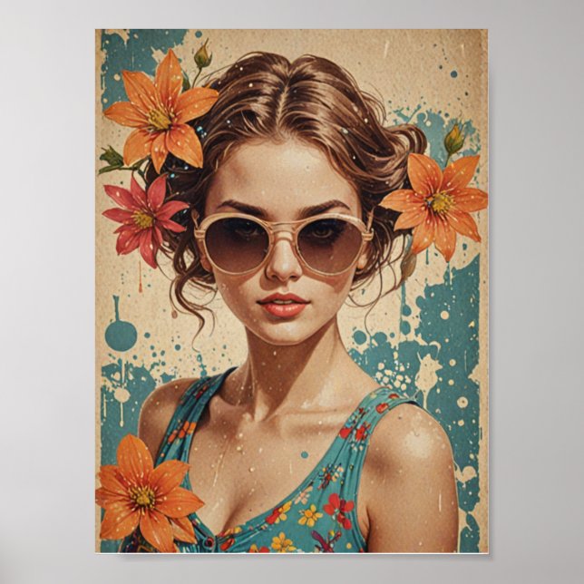Poster fille vintage (Devant)