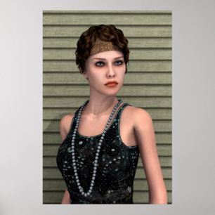 Poster Fille Vintage