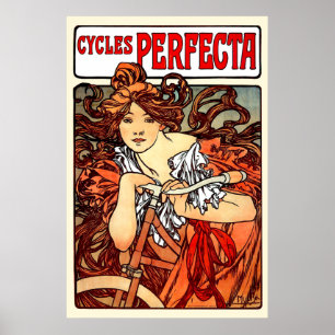 Poster Fille vintage de Nouveau Mucha d'art sur la