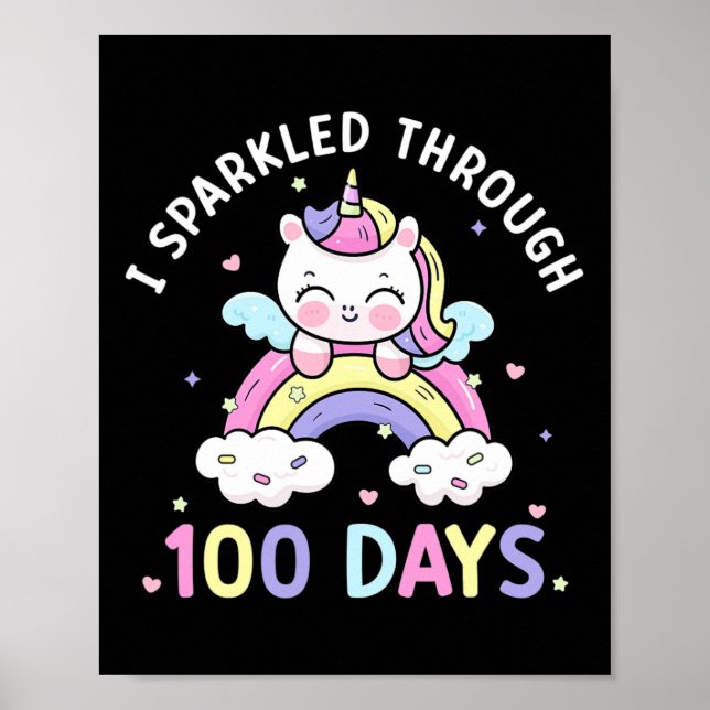 Poster Filles 100 Jours Unicorn 100e Jour (Devant)