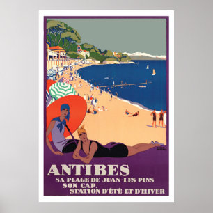 Poster Filles à Antibes Beach, France, Côte d'Azur