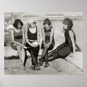 Poster Filles à la plage d'Atlantic City, 1922. Photo anc