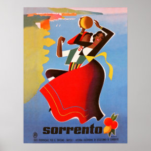 Poster Filles dansantes de Sorrente, Italie, voyage vinta