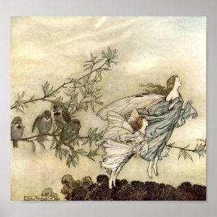 Poster Filles de fées vintages par Arthur Rackham