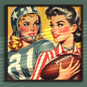 Poster Filles de football vintages