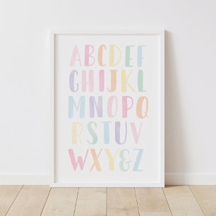 Poster Filles de l'alphabet pastel Chambre