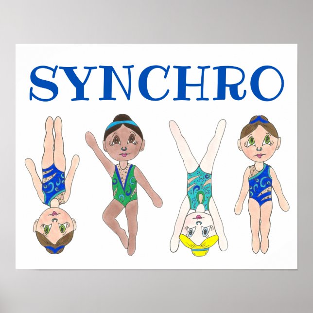 Poster Filles de nageur synchronisées Synchro Sports de n (Devant)