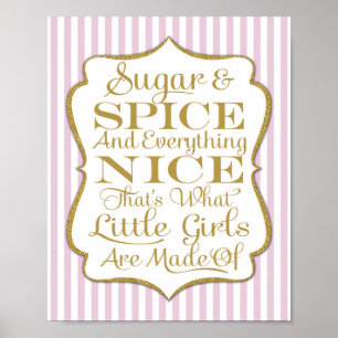 Poster Filles De Sucre Et D'Épices Roses Fabriquées En Si