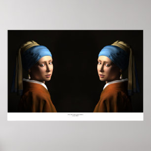 POSTER FILLES DOUCES AVEC UN OREILLANT DE PERLE