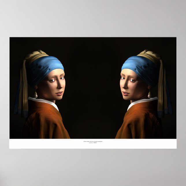 POSTER FILLES DOUCES AVEC UN OREILLANT DE PERLE (Devant)