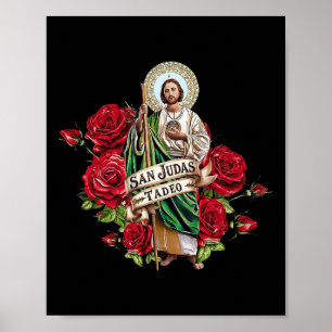 Poster Filles Femmes Roses Rouges San Judas Tadeo Con Ban