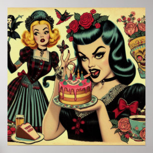 Poster Filles gothiques vintages