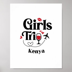 Poster Filles mignonnes vin voyage Kenya vacances