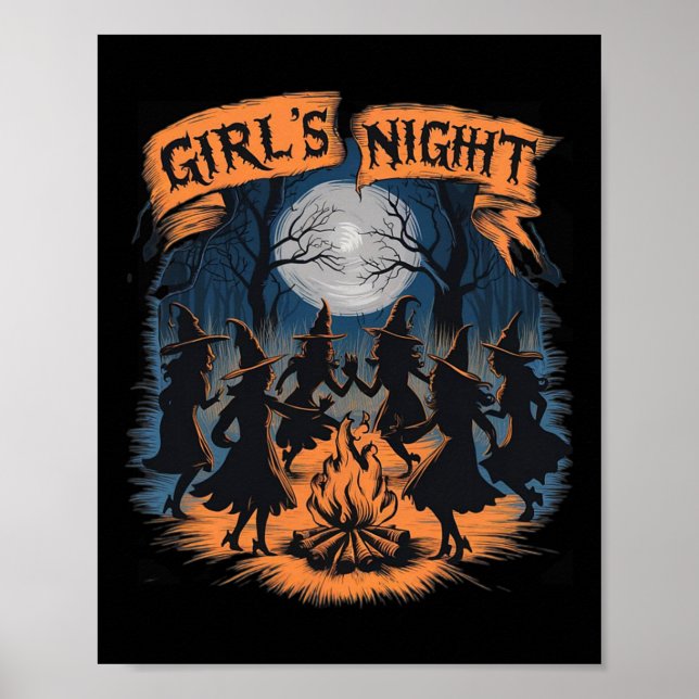 Poster Filles' Night Witch Coven Halloween Design Éffraya (Devant)