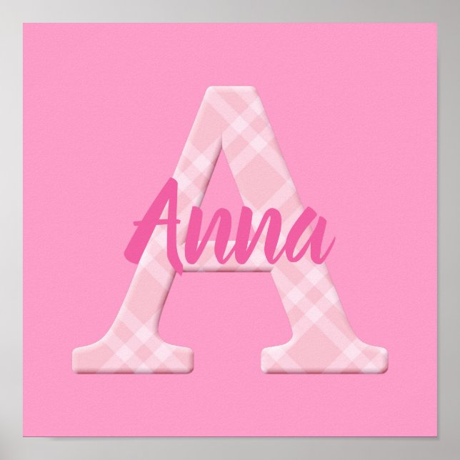 Poster Filles Nom Lettre personnalisée A (Devant)