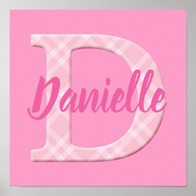 Poster Filles Nom Lettre personnalisée D (Devant)