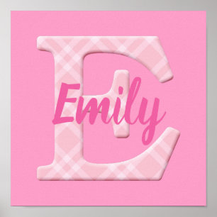 Poster Filles Nom Lettre personnalisée E