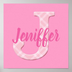 Poster Filles Nom Lettre personnalisée J