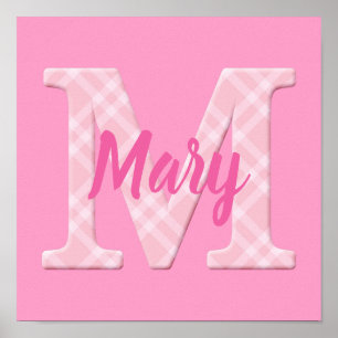 Poster Filles Nom Lettre personnalisée Plaid M