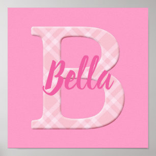 Poster Filles Nom Lettre personnalisée portée B