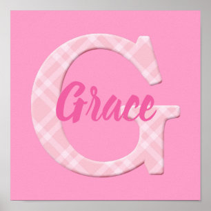 Poster Filles Nom Lettre personnalisée portée G