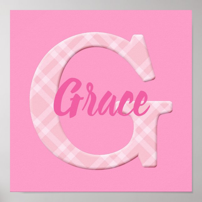 Poster Filles Nom Lettre personnalisée portée G (Devant)