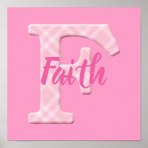 Poster Filles Nom Lettre Plaid F personnalisée