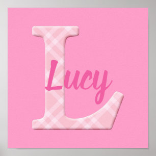 Poster Filles Nom Lettre Plaid personnalisée L