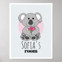 Filles Ourson Koala Mignon Dessin Animé & Nom Cham