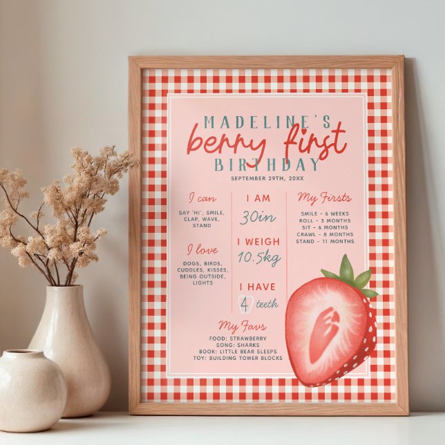 Poster Filles Pink Berry Première année Anniversaire Jalo (Créateur téléchargé)