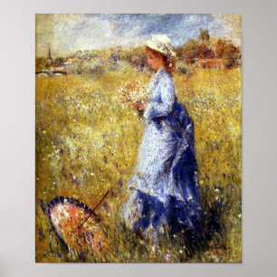 Poster Filles Rassembler Fleurs Art par Renoir Imprimer
