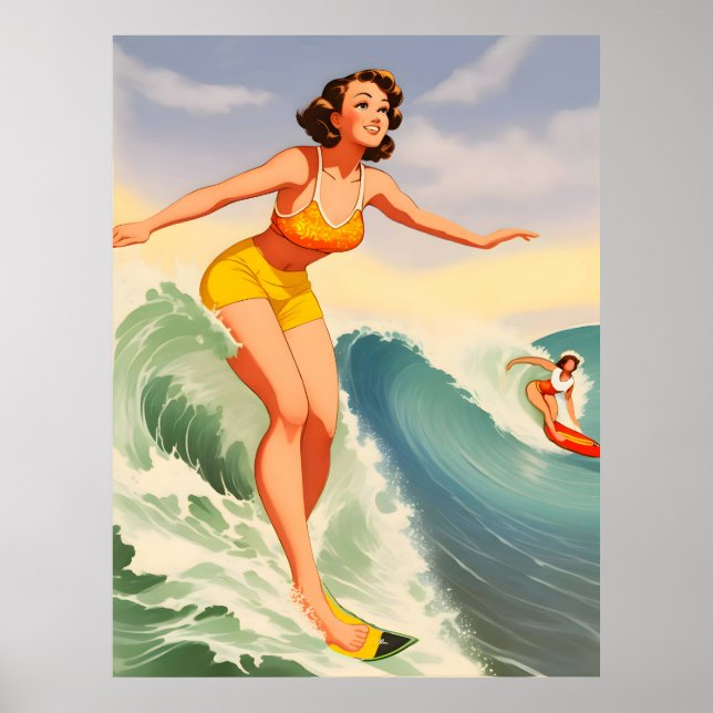 Poster Filles surfeuses (Devant)