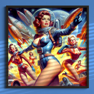 Poster Filles vintages en Sci-Fi