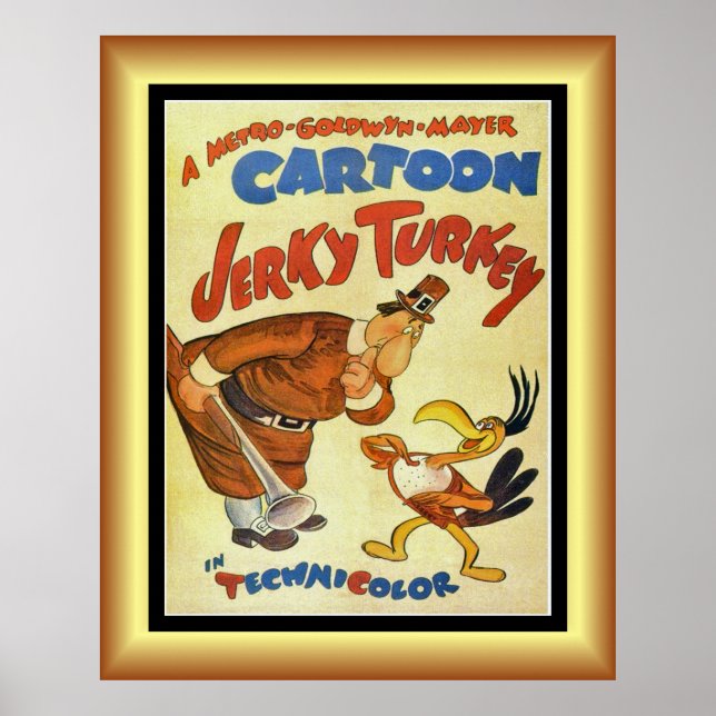 Poster Film de dessin animé, Jerky Turkey, Gold & Black B (Devant)