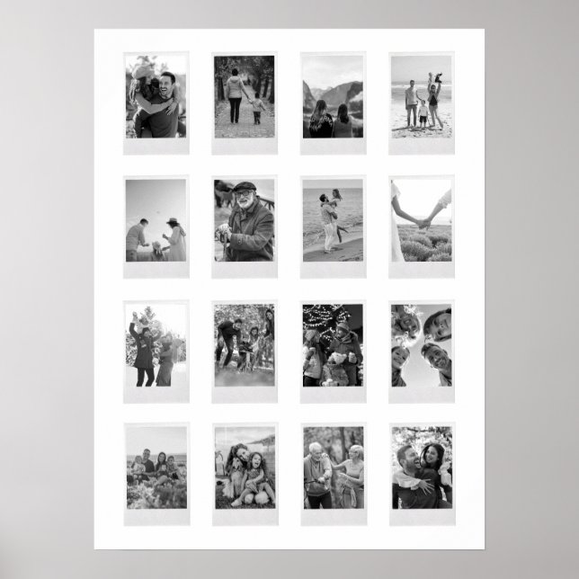 Poster Film instantané noir et blanc 16 Photo Collage (Devant)
