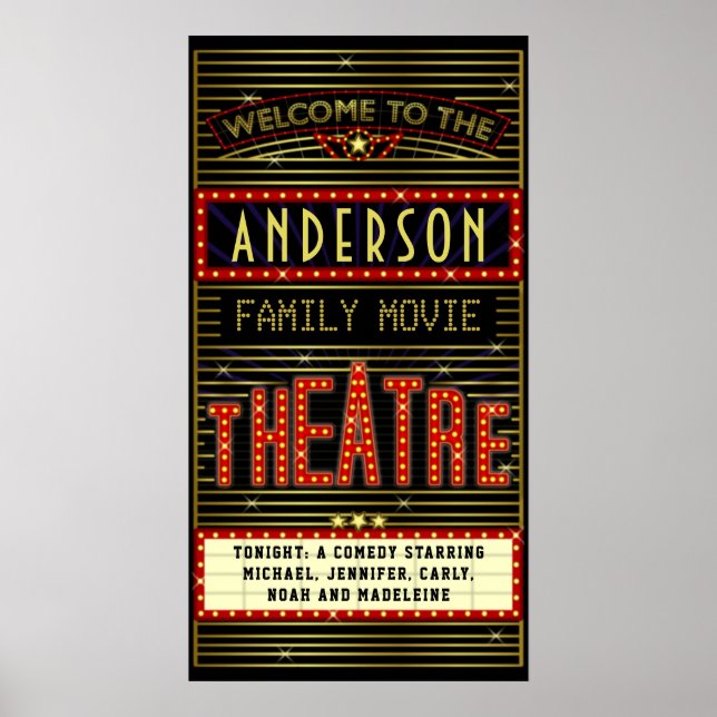 Poster Film Theatre Marquee Home Cinéma | Nom long (Devant)