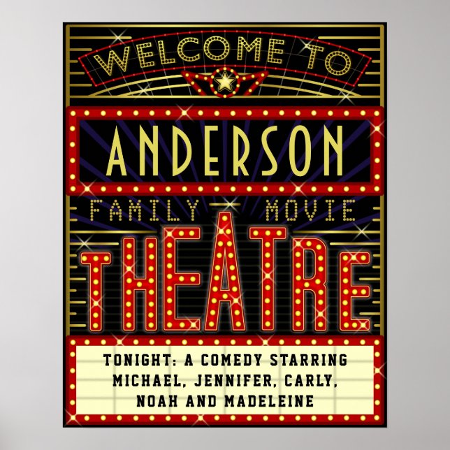 Poster Film Theatre Marquee Home Cinéma | Nom personnalis (Devant)