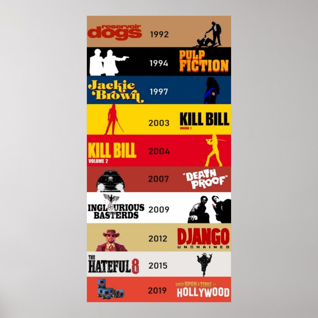 Poster Filmographie de Tarantino (Devant)
