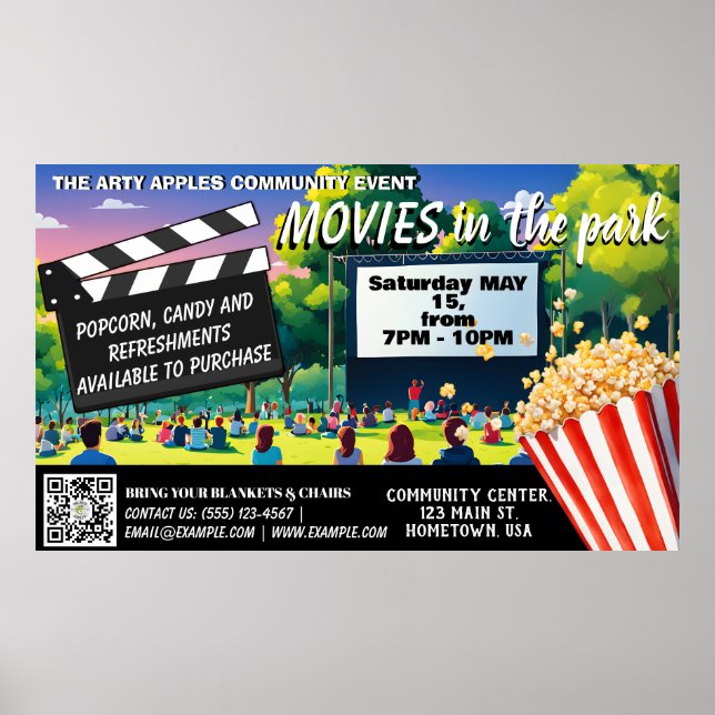 Poster Films dans le parc Banner code qr (Devant)