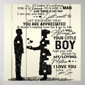 Poster Fils à ma mère lettre, cadeau spécial à maman