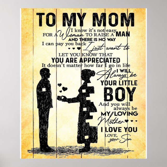 Poster Fils à maman, cadeau à ma maman, la fête des mères (Devant)