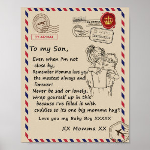 Poster Fils d'amour   Lettre À Ma Fille Vous Aime Bébé Ga