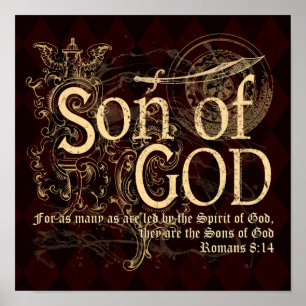 Poster Fils de Dieu, Romains 8:14 Chrétien