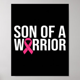 Poster Fils D'Un Guerrier Pink Ribbon Cancer Du Sein